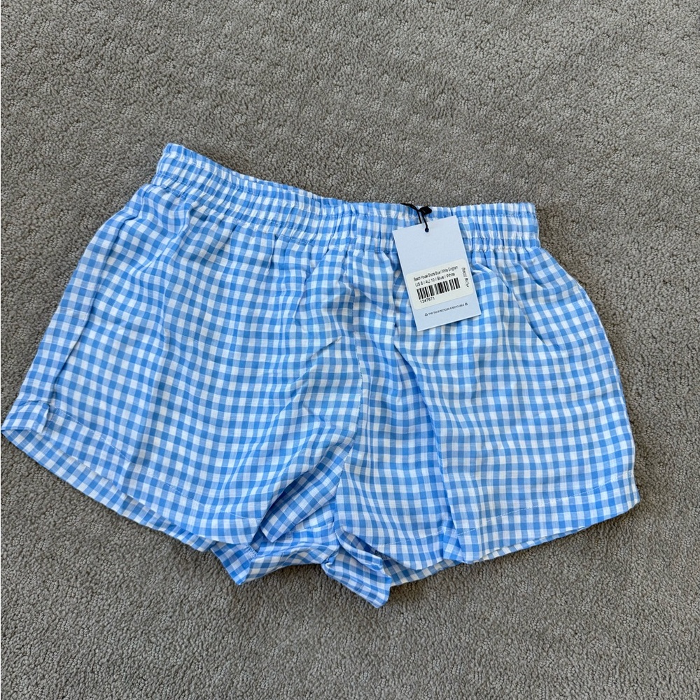 Princess Polly — Light Blue Gingham High Waist Shorts